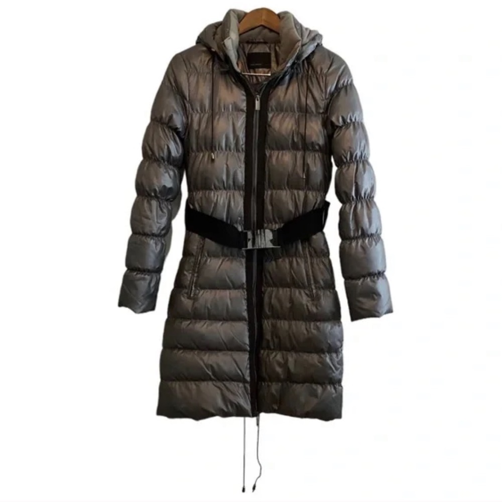Vero Moda Iman 3/4 Puffer Thick Comfy Belted Hooded Winter Jacket Coat Grey - Picture 1 of 15